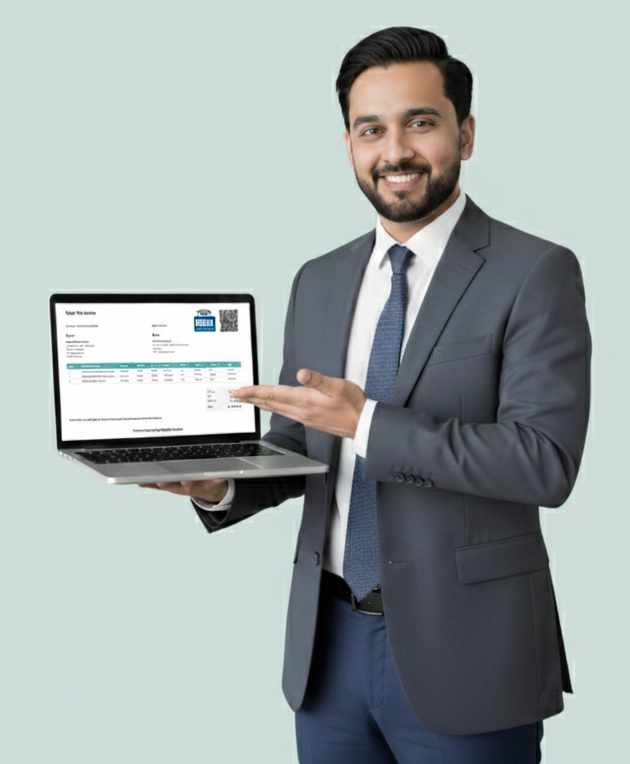 FBR Invoicing on laptop - invoicing showing real-time FBR integration